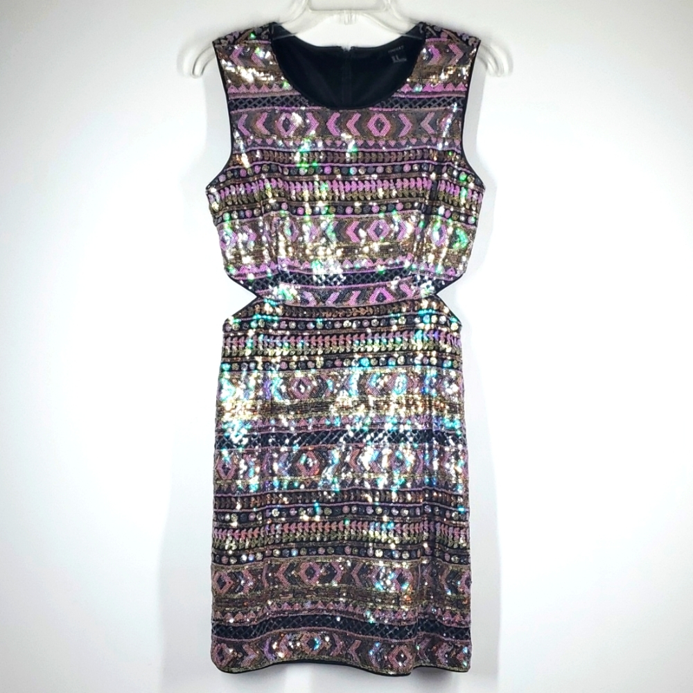 Forever21 Sequin Pink Gold Silver Copper Black Mini Party Dress M NWOT